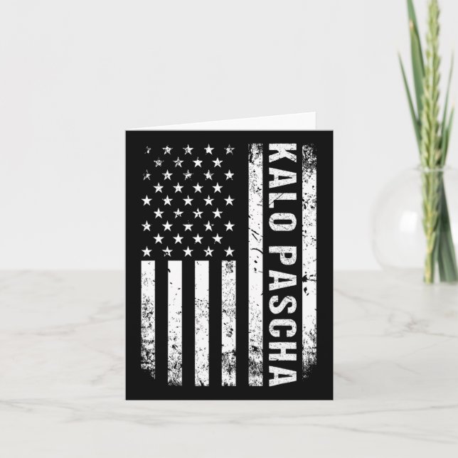 Greek Easter Kalo Pascha Retro Us Flag Greek Ameri Card (Front)