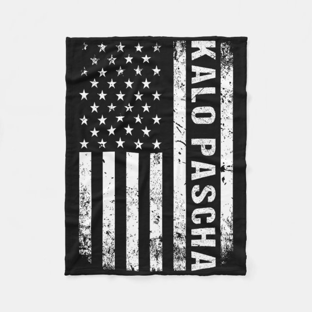 Greek Easter Kalo Pascha Retro Us Flag Greek Ameri Fleece Blanket (Front)