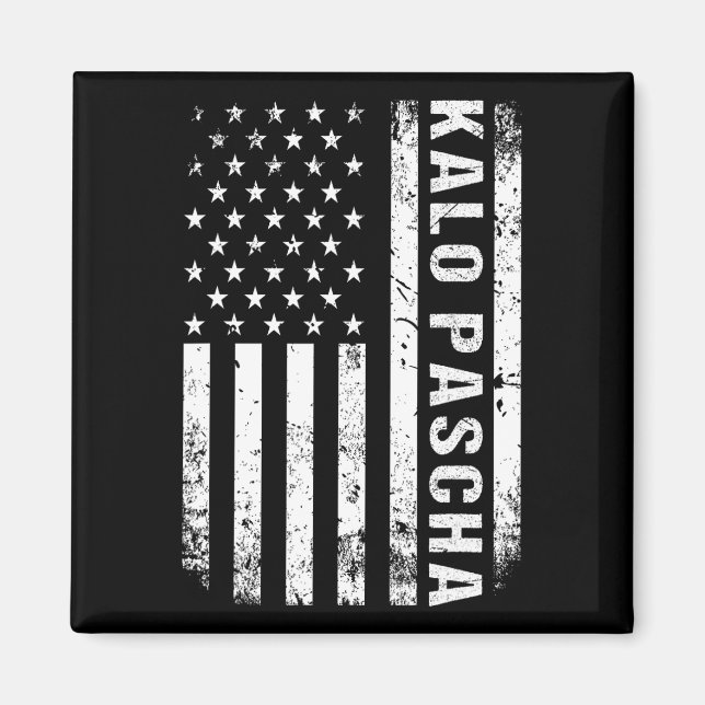Greek Easter Kalo Pascha Retro Us Flag Greek Ameri Magnet (Front)