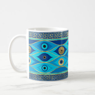 Greek Evil Eye and Greek Key ornament Coffee Mug