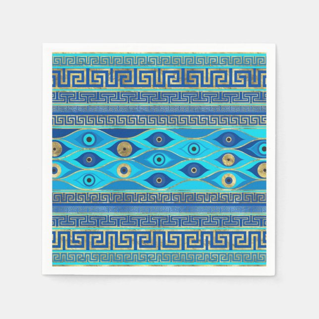 Greek Evil Eye and Greek Key ornament Napkin (Front)