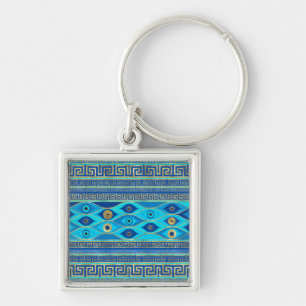 Greek Evil Eye and Greek Key ornament Ring
