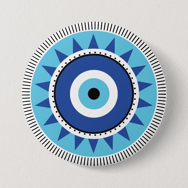 Greek Evil Eye Blue White 7.5 Cm Round Badge (Front)
