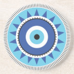 Greek Evil Eye Blue White Coaster<br><div class="desc">An illustrations of the Greek evil eye. Which is the Greek and Turkish symbol of protection.</div>