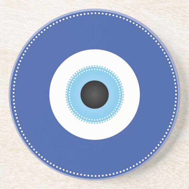 Greek Evil Eye Blue White Coaster (Front)