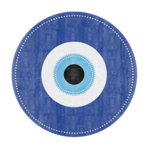 Greek Evil Eye Blue White Cutting Board