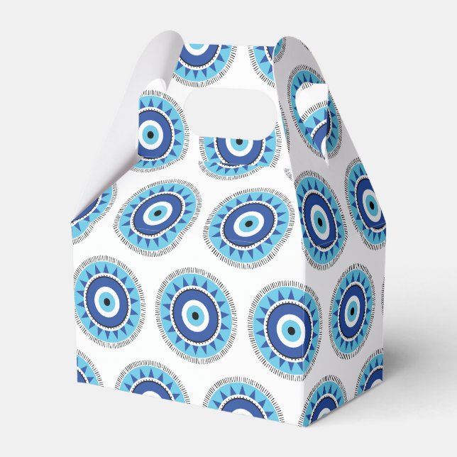 Greek Evil Eye Blue White Favour Box (Front Side)