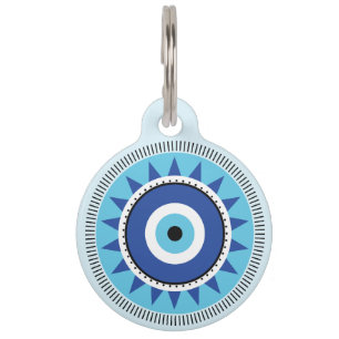 Greek Evil Eye Blue White Pet Tag