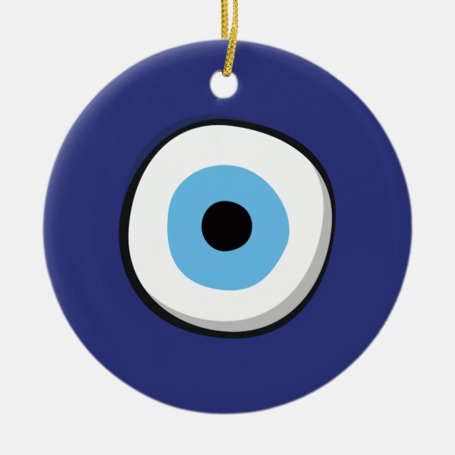 Greek Evil Eye Ceramic Ornament (Front)