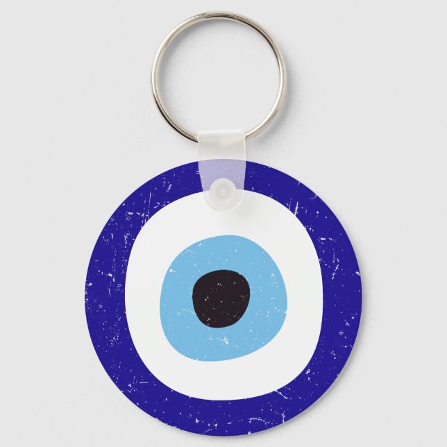 Greek Evil Eye Distressed Design Key Ring (Front)