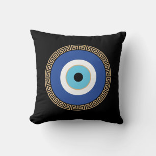 Greek Evil Eye In Greek Key Cushion