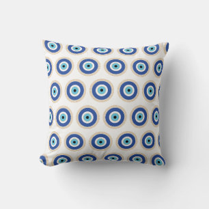 Greek Evil Eye In Greek Key Cushion
