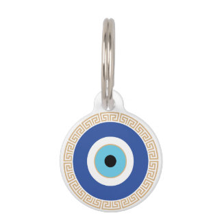 Greek Evil Eye In Greek Key Pet Tag