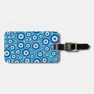 Greek Evil Eye pattern with golden accents Luggage Tag