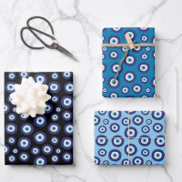 Greek Evil Eye Pattern Wrapping Paper Sheets