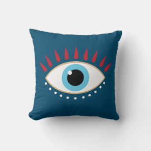 Greek Evil Eye Red Eyelashes Cushion