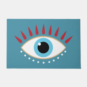 Greek Evil Eye Red Eyelashes Doormat
