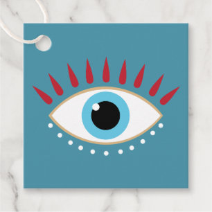 Greek Evil Eye Red Eyelashes Favour Tags