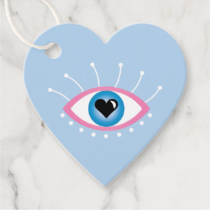 Greek Evil Eye With Eyelashes Pink Blue  Favour Tags