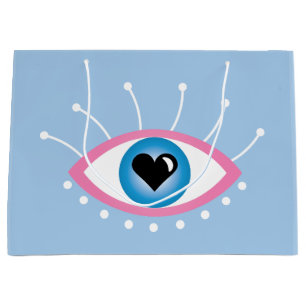 Greek Evil Eye With Eyelashes Pink Blue  Large Gift Bag