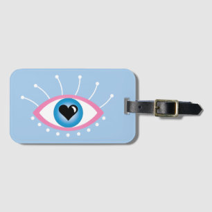 Greek Evil Eye With Eyelashes Pink Blue  Luggage Tag