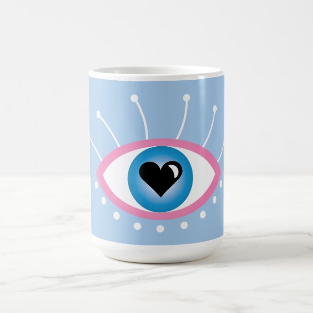 Greek Evil Eye With Eyelashes Pink Blue  Magic Mug (Center)
