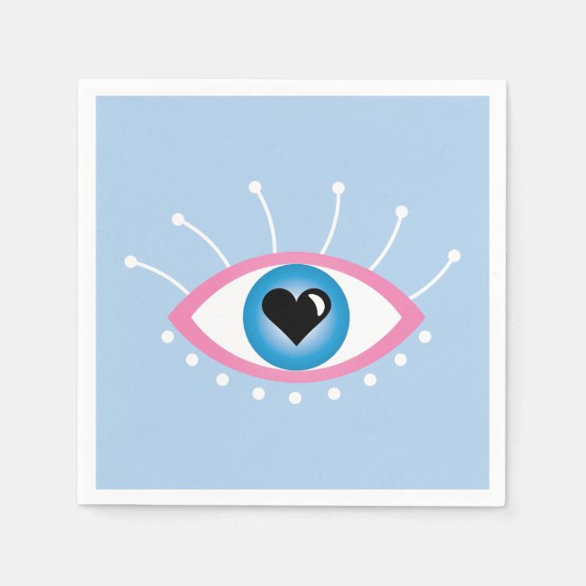 Greek Evil Eye With Eyelashes Pink Blue  Napkin (Front)