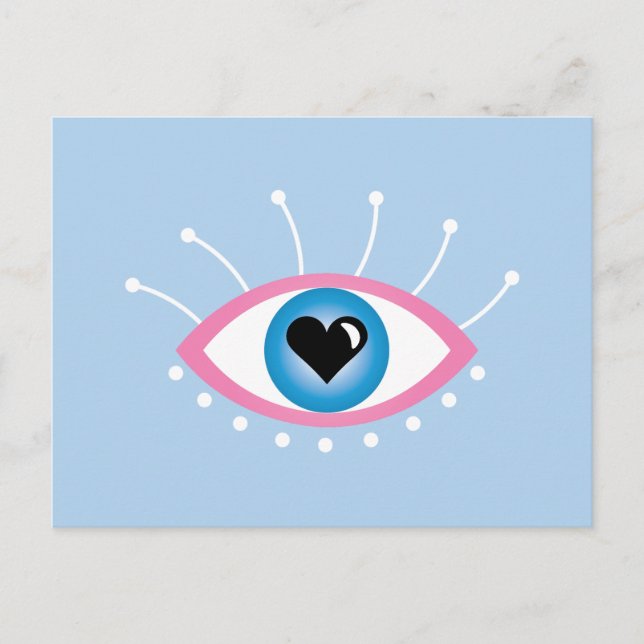 Greek Evil Eye With Eyelashes Pink Blue  Postcard (Front)