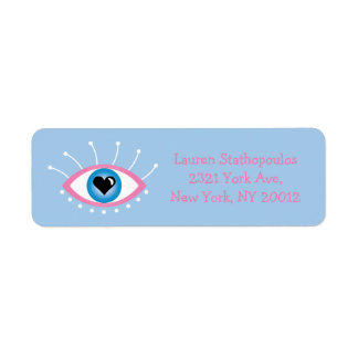 Greek Evil Eye With Eyelashes Pink Blue Return Address Label