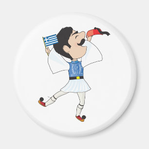 Greek Evzone dancing with Flag Magnet