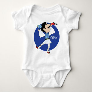 Greek Evzone dancing with Flag OPA! Baby Bodysuit
