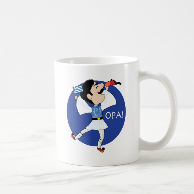 Greek Evzone dancing with Flag OPA! Coffee Mug (Right)