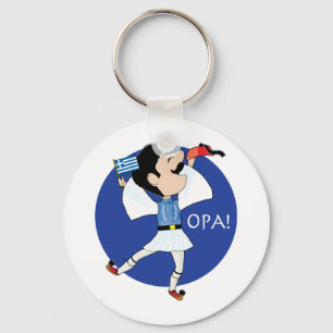 Greek Evzone dancing with Flag OPA! Key Ring