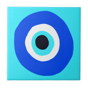 Greek Eye Blue White Lucky Charm Ceramic Tile