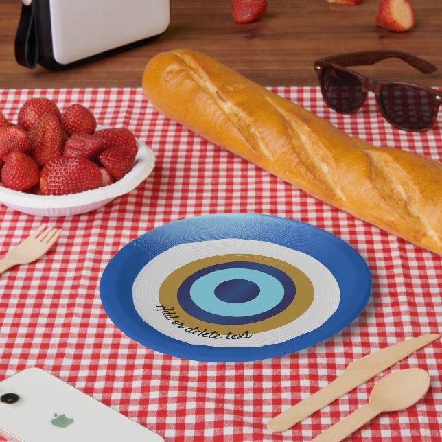 Greek Eye Design Just Add Text Paper Plate (Picnic)
