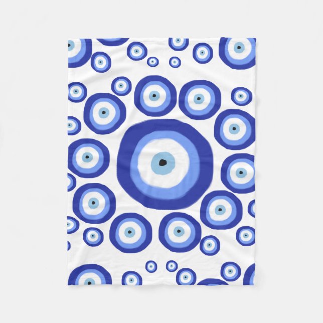 Greek Eye Good Luck Symbol Pattern Fleece Blanket (Front)