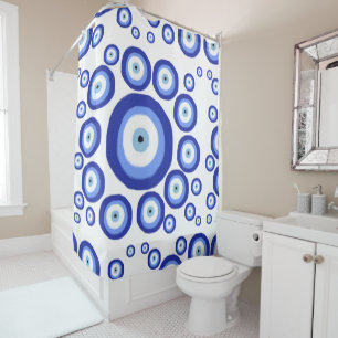 Greek Eye Good Luck Symbol Pattern Shower Curtain