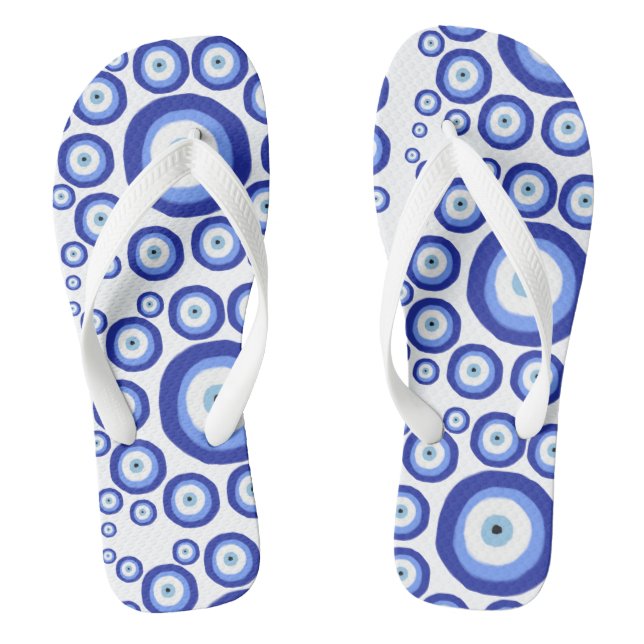 Greek Eye Good Luck Symbol Pattern Thongs (Footbed)