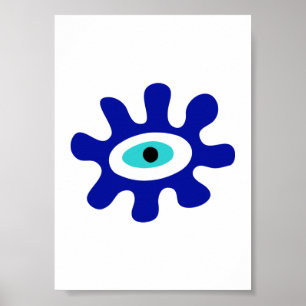 Greek Eye Modern Blue Splash Design Poster