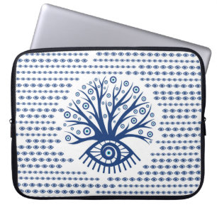 Greek Eye Tree - Mati Mataki Matiasma on white Laptop Sleeve