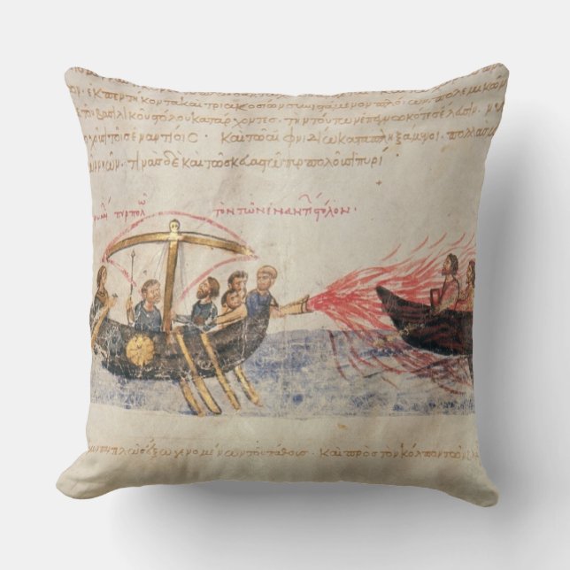Greek fire (vellum) cushion (Front)