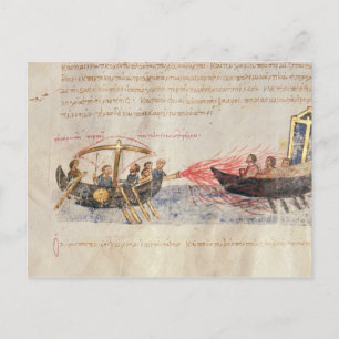 Greek fire (vellum) postcard