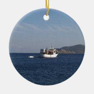 Greek Fishing Boat Ceramic Tree Decoration
