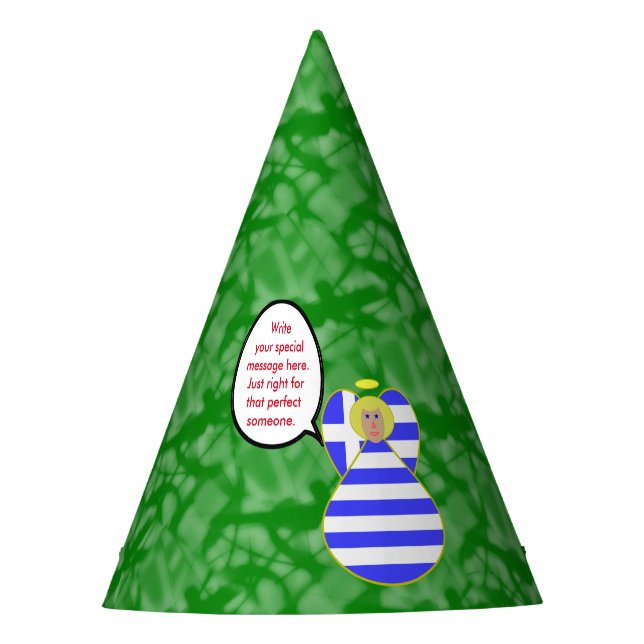Greek Flag Angel Talking Blonde Personalised  Party Hat (Front)