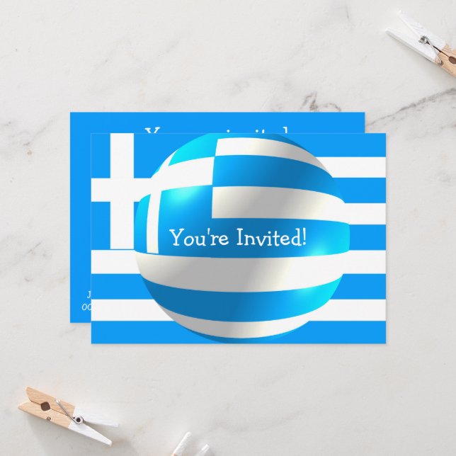Greek Flag Any Occasion Invitation (Front/Back In Situ)