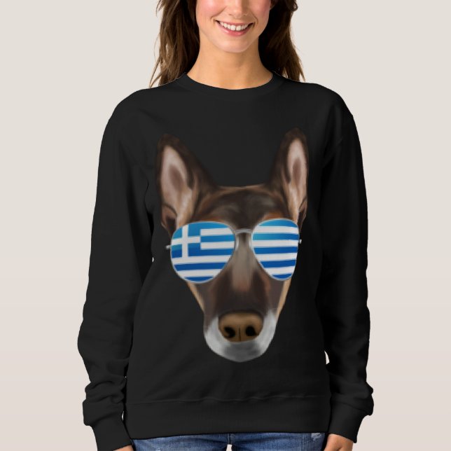 Greek Flag Belgian Malinoi Dog Greece Pocket Sweatshirt (Front)