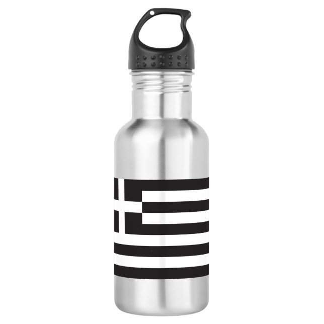 Greek Flag Black 710 Ml Water Bottle (Front)