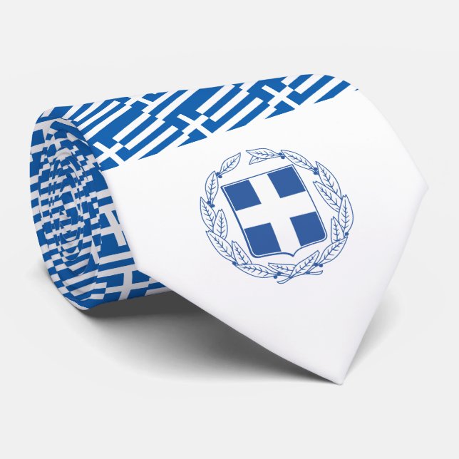 Greek Flag & Coat of Arms, Flag of Greece Tie (Rolled)