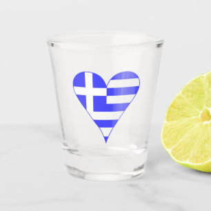Greek Flag Funky Heart Shot Glass