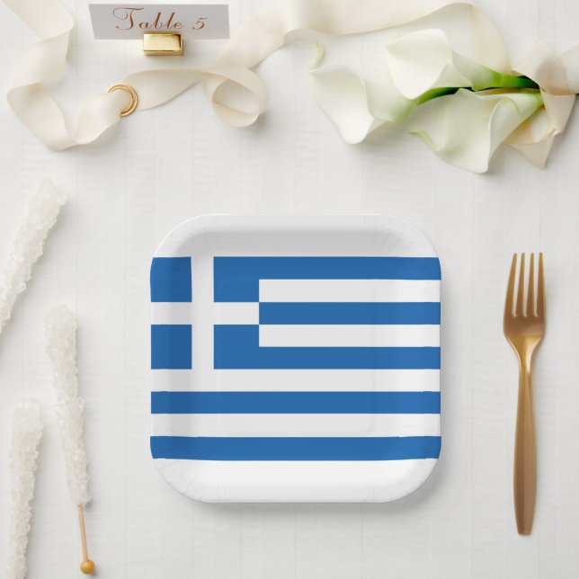 Greek Flag Greece Blue White Paper Napkin Plate (Wedding)